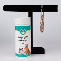 <BR>Pet Allergy Relief Bundle | Calming Supplements & Copper Collar